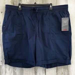 AVENUE Navy Blue Poplin Pull On NEW Shorts 22